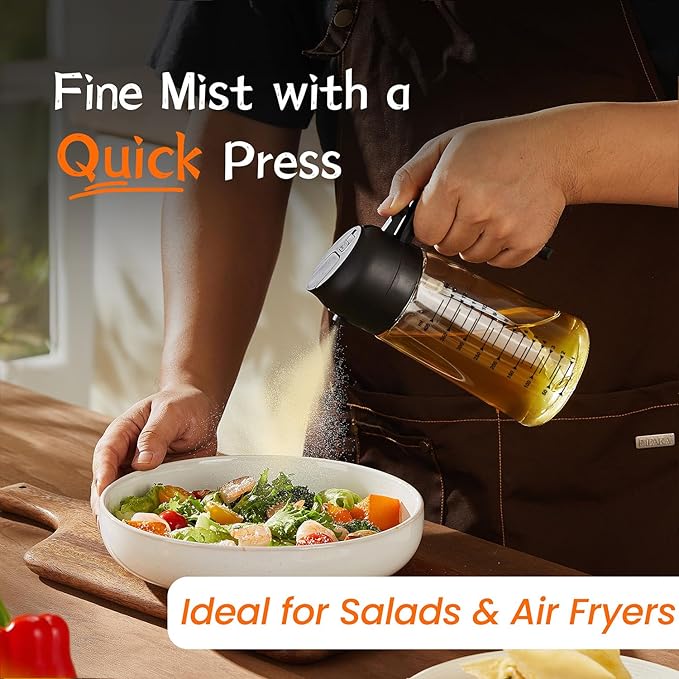 Trend Plain 16oz/470ml Glass Olive Oil Sprayer for Cooking – 2 in 1