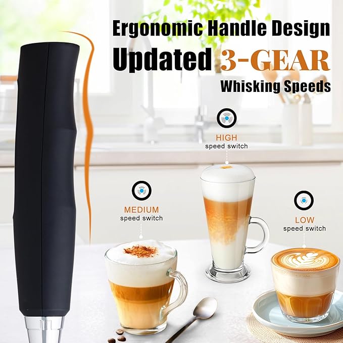 Black Milk Frother Wand for Coffee