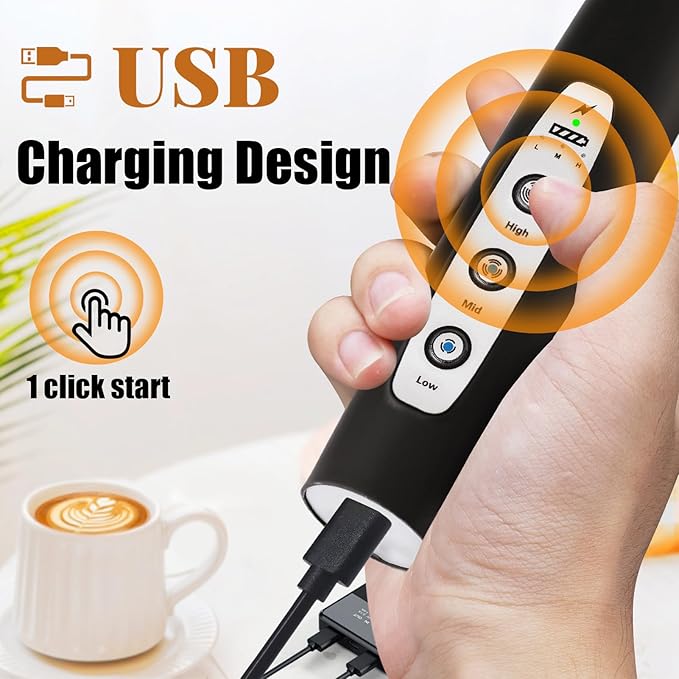 Black Milk Frother Wand for Coffee