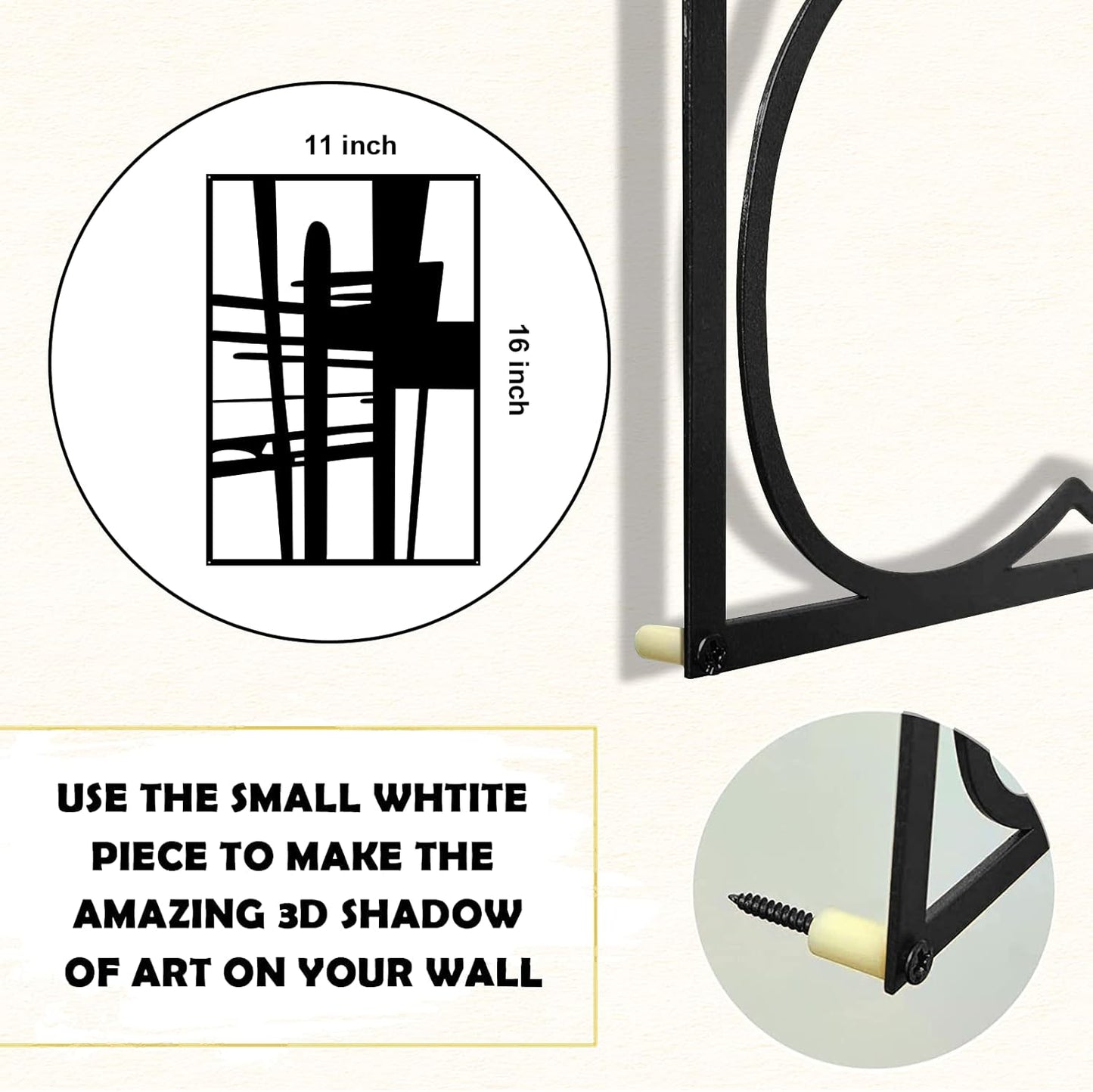 Glamativity 4 Pack Black Abstract Metal Wall Art