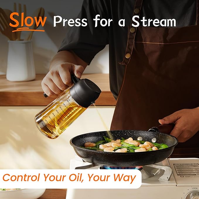Trend Plain 16oz/470ml Glass Olive Oil Sprayer for Cooking – 2 in 1