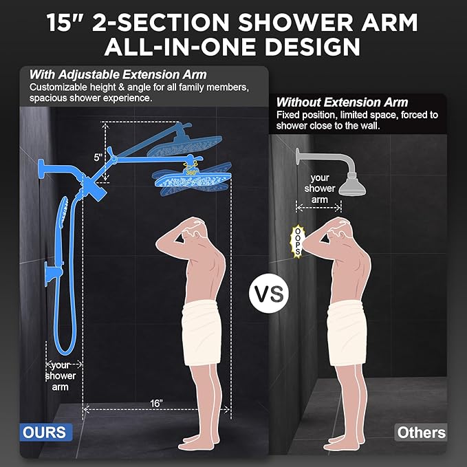 Wide Rain Shower Head with Handheld