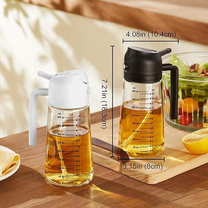 Trend Plain 16oz/470ml Glass Olive Oil Sprayer for Cooking – 2 in 1