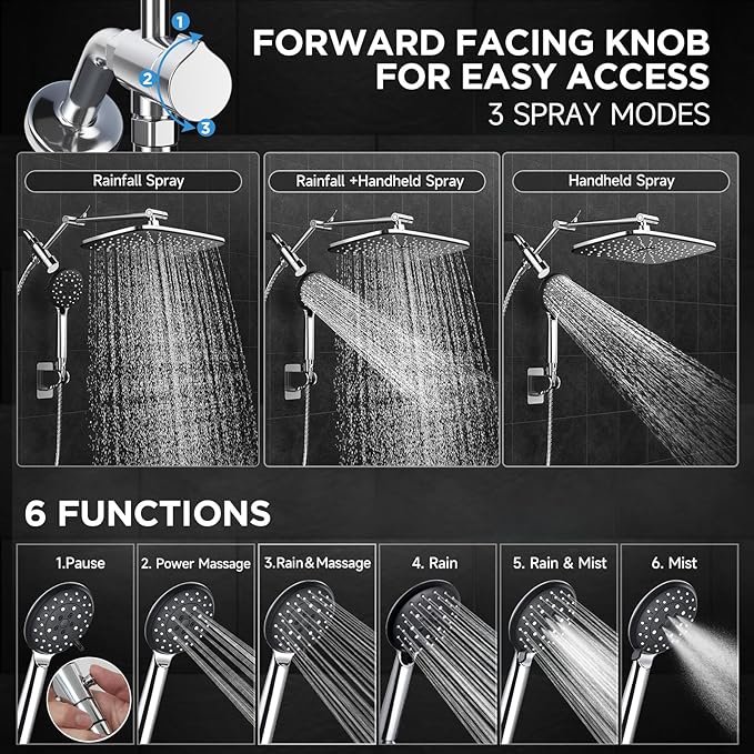 Wide Rain Shower Head with Handheld