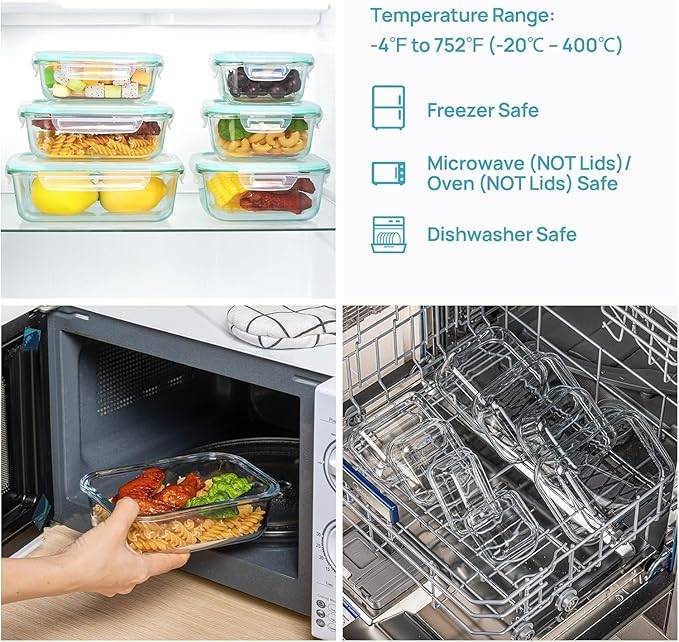 8 Pack Glass Food Storage Containers