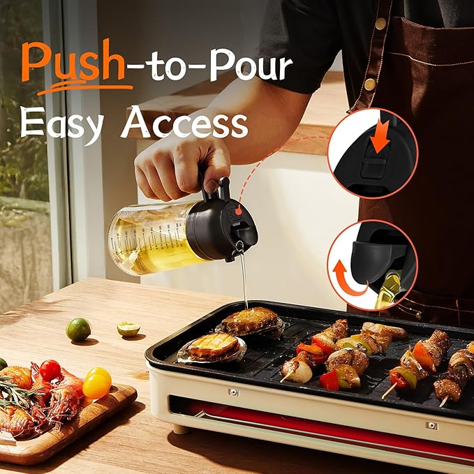 Trend Plain 16oz/470ml Glass Olive Oil Sprayer for Cooking – 2 in 1