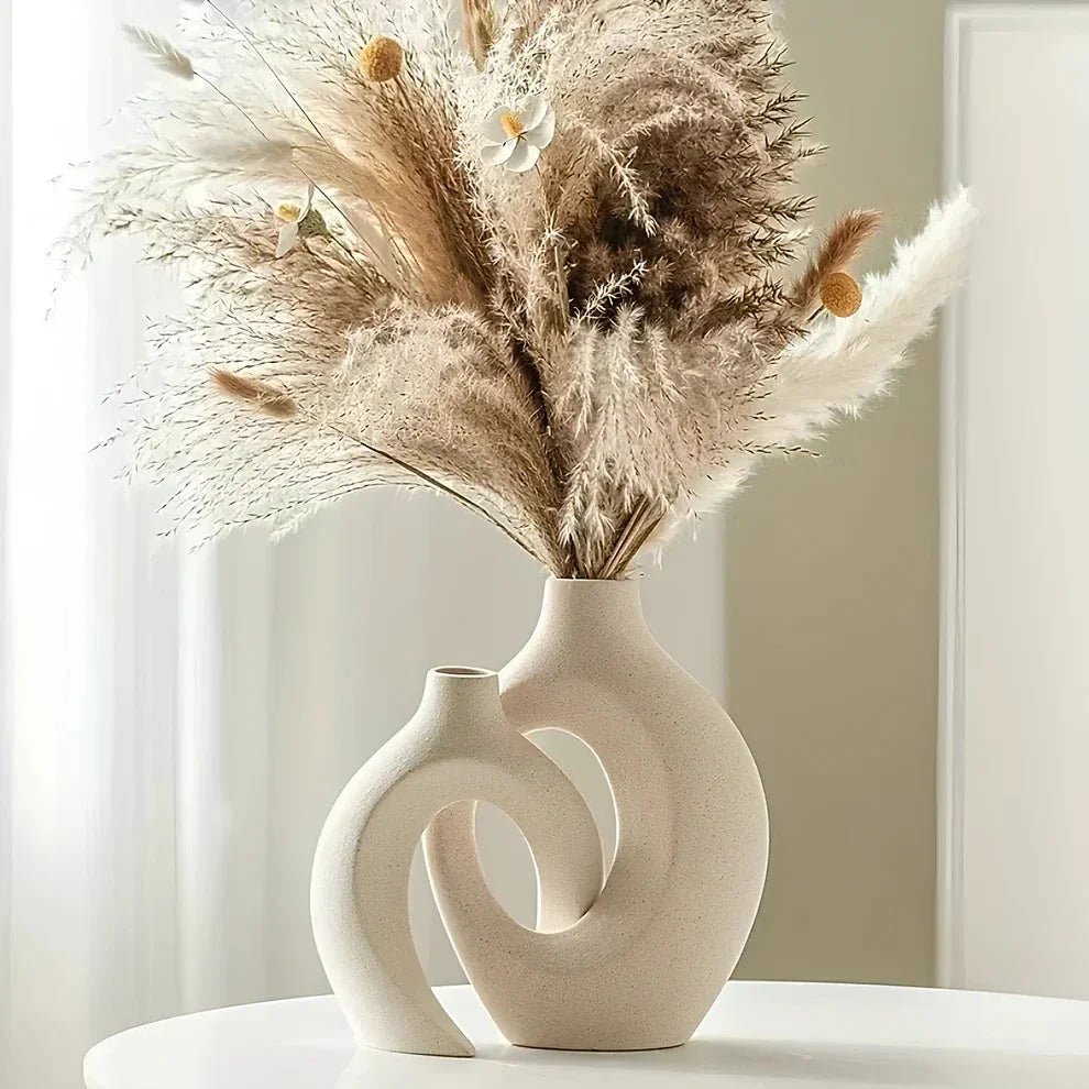 DuoFlora - Ceramic Flower Vase Room Decor ZYLA HOMES White